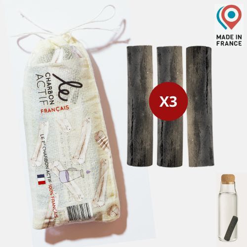 Lot de 3 charbons 100% français filtre à eau-0